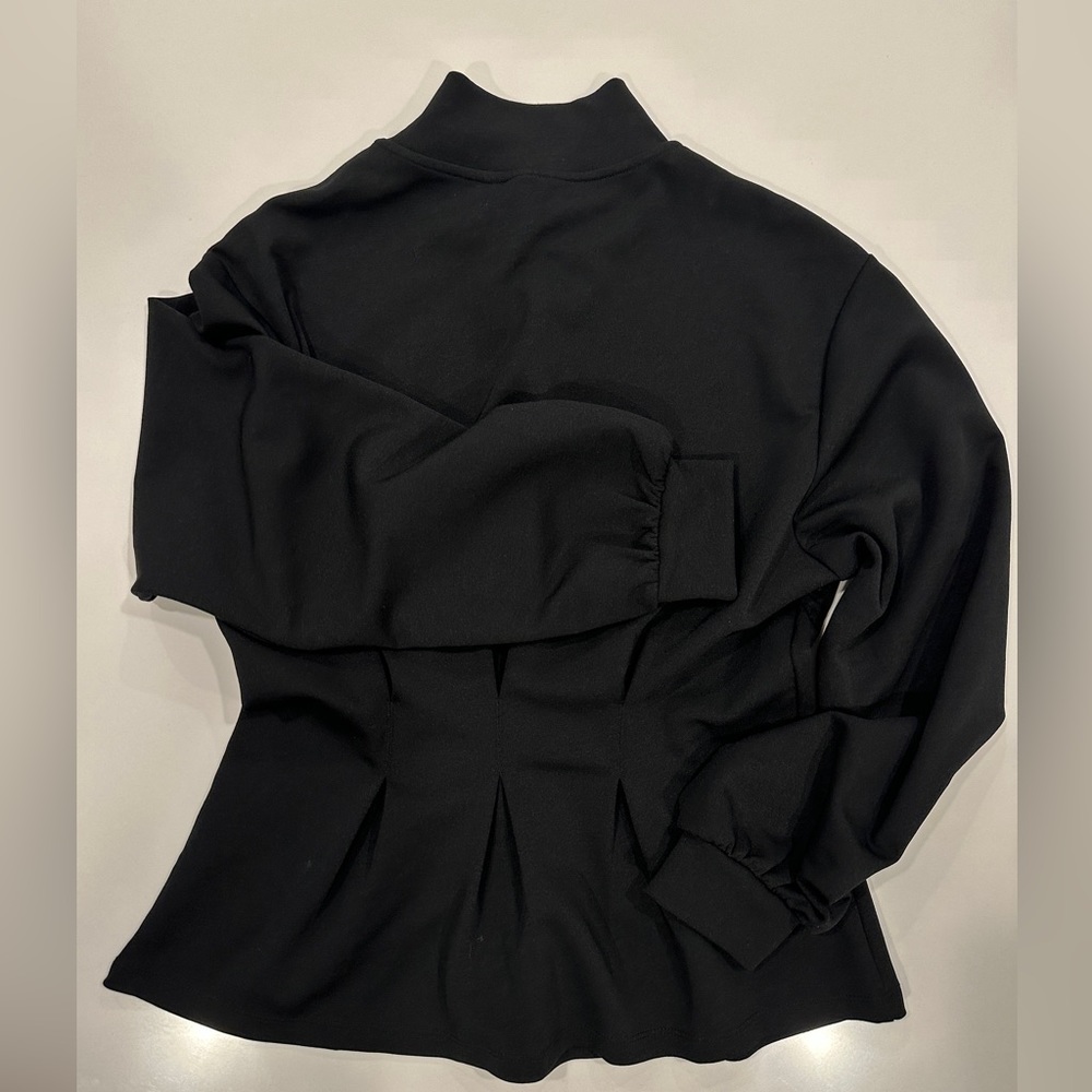 H&M Long-sleeved black peplum shirt with high neck. Size 6